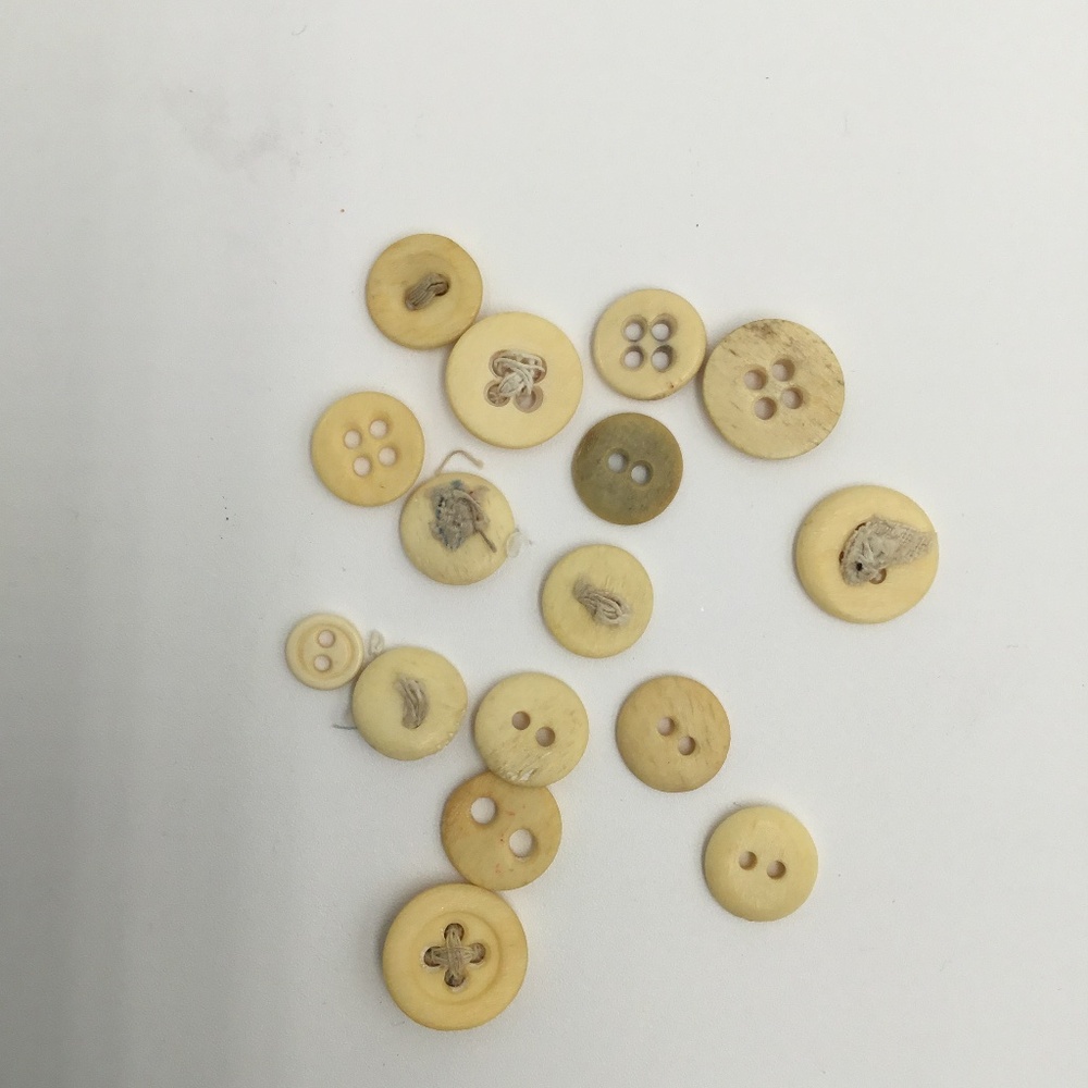 Antique 1800s Hand Carved Bone Buttons Lot of 16 Undergarment 2 and 4 holes